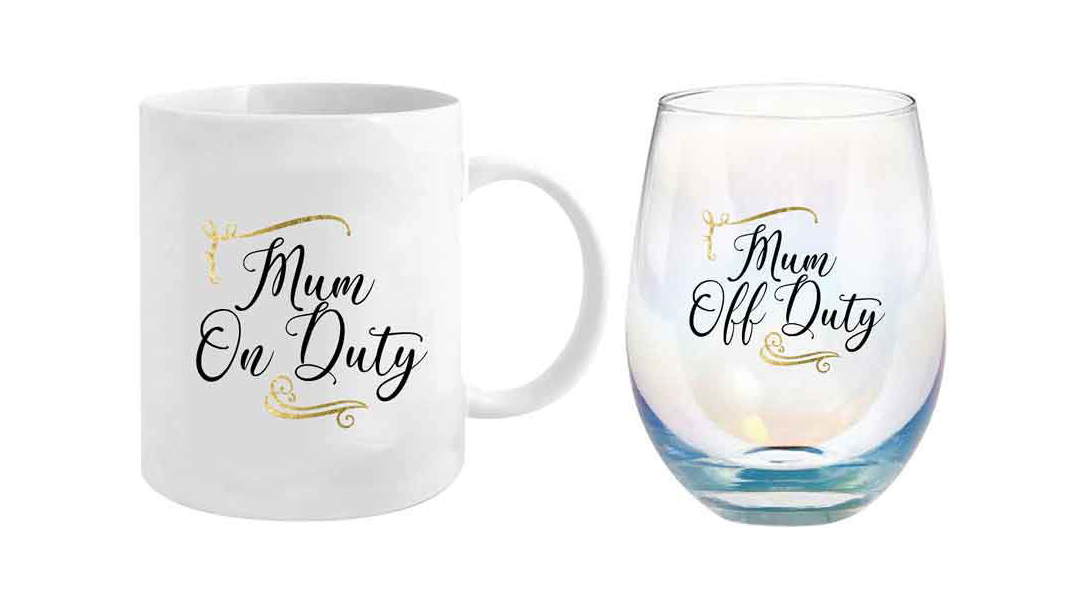 Mum On Duty/Off Duty Mug & Glass Gift Set