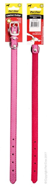 Pet One Collar Leather 30cm Pink (30cm)