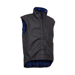 STYX MILL™ Oilskin Black Wool Lined Province Vest Blue Check (5XL)