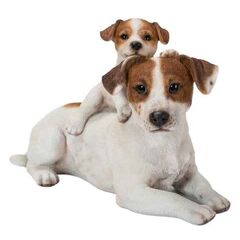 Statue | Dog Jack Russell Terrier w/ Puppy 27.5cm