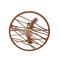 Wall Art | Round LC Metal Ø 60cm | Two Wise Willy Wagtails Rust Finish