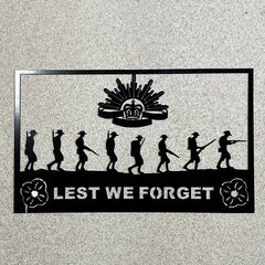 Wall Art | Scene ANZAC "Lest We Forget" Soldiers Marching Black Mild Steel