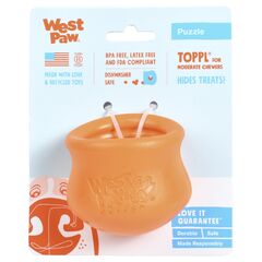West Paw Toppl Treat Dispensing Dog Toy Small Tangerine Orange