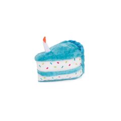 Zippy Paws Plush Birthday Cake with Blaster Squeaker Dog Toy Blue