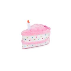 Zippy Paws Plush Birthday Cake with Blaster Squeaker Dog Toy Pink