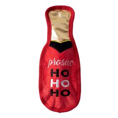 Fringe Studio Christmas Holiday "Prosecc Ho Ho Ho" No Stuffing Squeaker Dog Toy