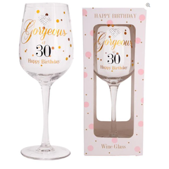 MAD DOTS - GORGEOUS AT 30 WINE GLASS