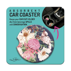 Lisa Pollock Ceramic Car Coaster - Warm Waratahs