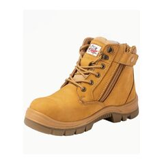 Cougar Footwear Bondi Composite Toe, Lace Up Boot with Zip - Wheat (4 MENS AU/UK)