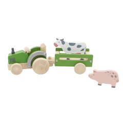 WOODEN TRACTOR WITH FARM ANIMALS