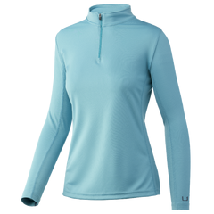Huk Icon X Solid 1/4 Zip Porcelain Blue Womens (LARGE )