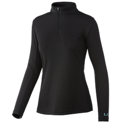 Huk Icon X Solid 1/4 Zip Black Womens (LARGE )
