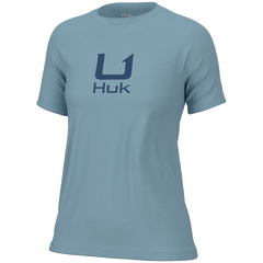 Huk Logo Crew Short Sleeve Tee Crystal Blue Womens (LARGE )