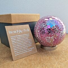 FRIENDSHIP BALL BLUSH PINK MOSAIC - GIFT BOXED WITH AFFIRMATION CARD AND STAND