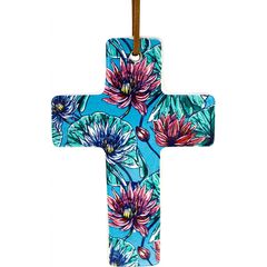 HANGING CROSS BLUE LILLY