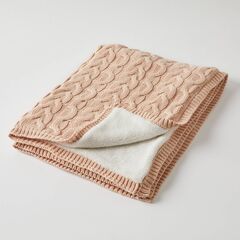 Aurora Cable Knit Baby Blanket Pink Clay/cream