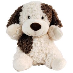 CURLY DOG SOFT TOY WHITE & BROWN 18CM
