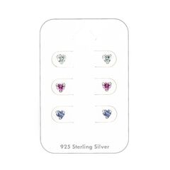 Earrings Ss Cz Coloured Claw Set