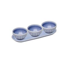 Marguerite Powder Blue 4pc Bowl & Tray Set