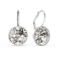 Bella Earrings with 6 Carat Silver Shade Crystals Silver Plated