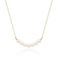 Organic Freshwater Pearl Bar Necklace Gold plated