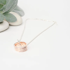 Short- Mixed Silver 3 Ring Necklace
