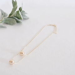 Gold 2 Layer Ball Necklace - Short