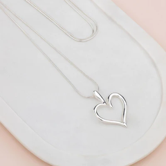 Silver J1 Favourite Heart Long Necklace