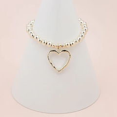 Gold Bead & Heart Bracelet