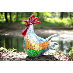 Rikaro Multicoloured Rooster Art Glass Sculpture