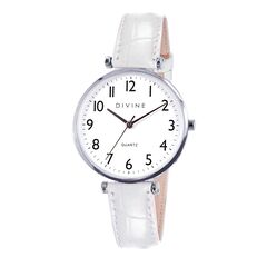 Divine Simply Classic Arabic Dial Ladies Watch - White Leather