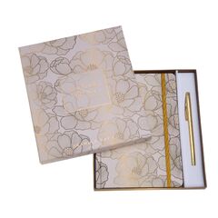 Elegance Notebook & Pen Gift Set - Amber & Magnolia
