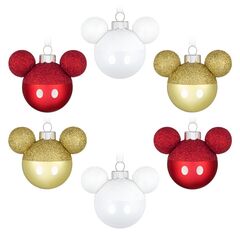 Disney Mickey Mouse Glass Hallmark Keepsake Ornaments Set of 6