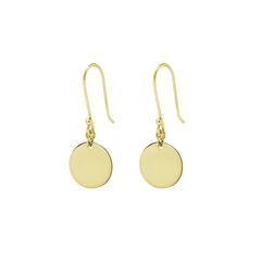 Sterling Silver Shiny Drop Circle Earrings - Gold