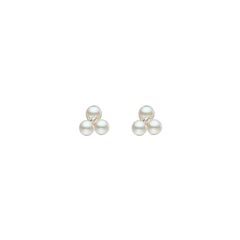 Sterling Silver Synthetic Pearl Stud Earrings - Gold