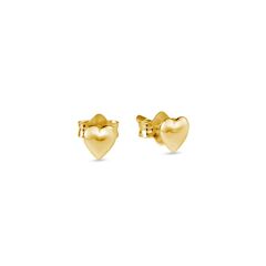 Sterling Silver Heart Stud Earrings - Gold