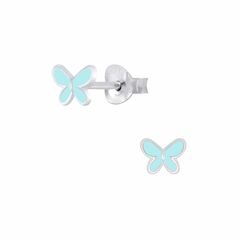 Tiny Treasures Sterling Silver Children’s Butterfly Stud Earrings - Blue