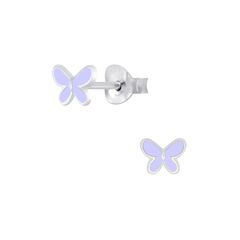 Tiny Treasures Sterling Silver Children’s Butterfly Stud Earrings - Purple