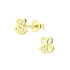 Tiny Treasures Sterling Silver Children’s 14K Gold Plated Bee Stud Earring