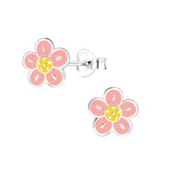 Tiny Treasures Sterling Silver Children’s Enamel Flower Stud Earrings