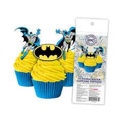 Batman Edible Wafer Cupcake Toppers - 16pc