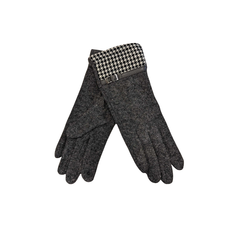GREY GLOVES WITH HOUNDS TOOTH DETAIL