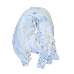 WHITE LACE EMBROIDERED SCARF