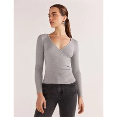 Staple The Label Molly Knit Top (Grey marle, S)