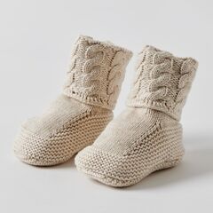 Cable Knit Baby Booties - Natural