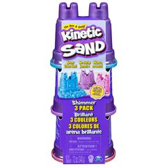 Kinetic Sand Shimmer Sand 3 Pack with Molds and 12oz of Kinetic Sand