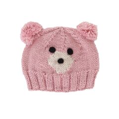 Acorn Kids Bear Face Beanie - Pink (XS (3-6 Mths))