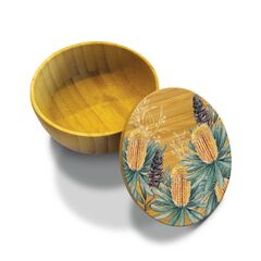 LP BAMBOO BOWL WITH LID SMALL 8CM GOLDEN BANKSIA
