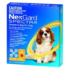 NEXGARD SPECTRA 3.6KG-7.5KG 3 PACK CHEWABLES FOR DOGS YELLOW.