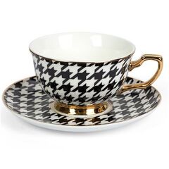 TEACUP AND SAUCER BC - EBONY HOUNDSTOOTH